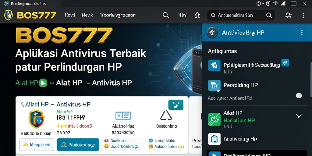 Tampilan antarmuka aplikasi BOS777 dengan fungsi antivirus yang lengkap.
