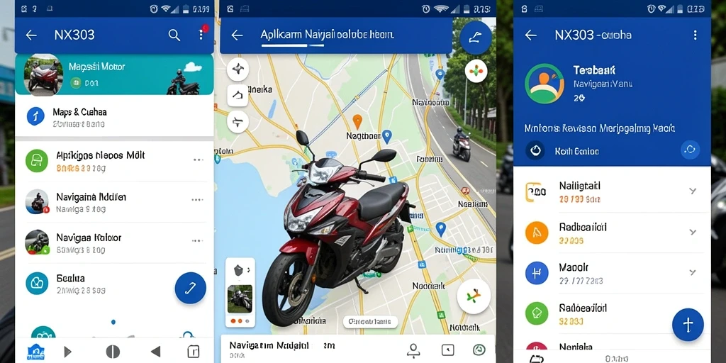 Tampilan antarmuka aplikasi NX303 untuk navigasi motor yang intuitif.