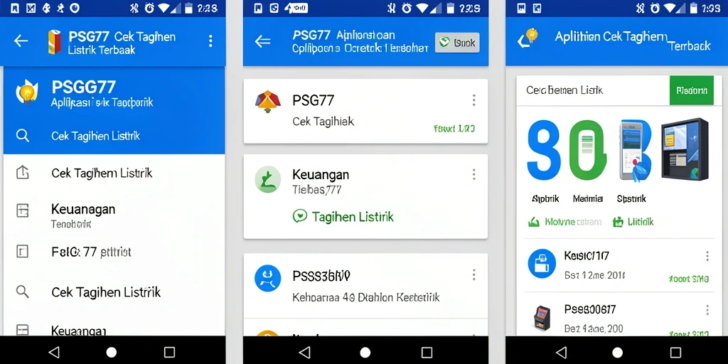 Tampilan aplikasi PSG77 menampilkan informasi cek tagihan listrik secara jelas.