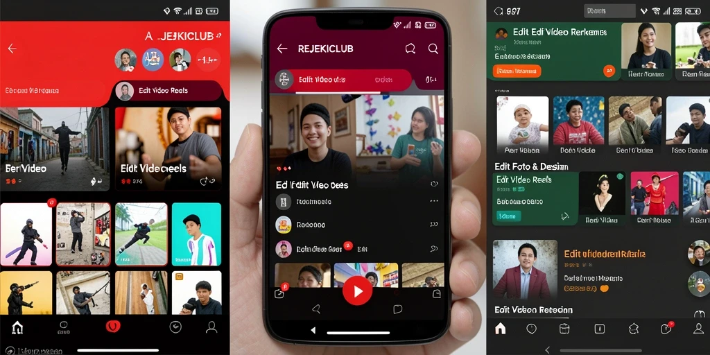 Antarmuka pengguna yang menarik dan profesional pada aplikasi Edit Video Reels.