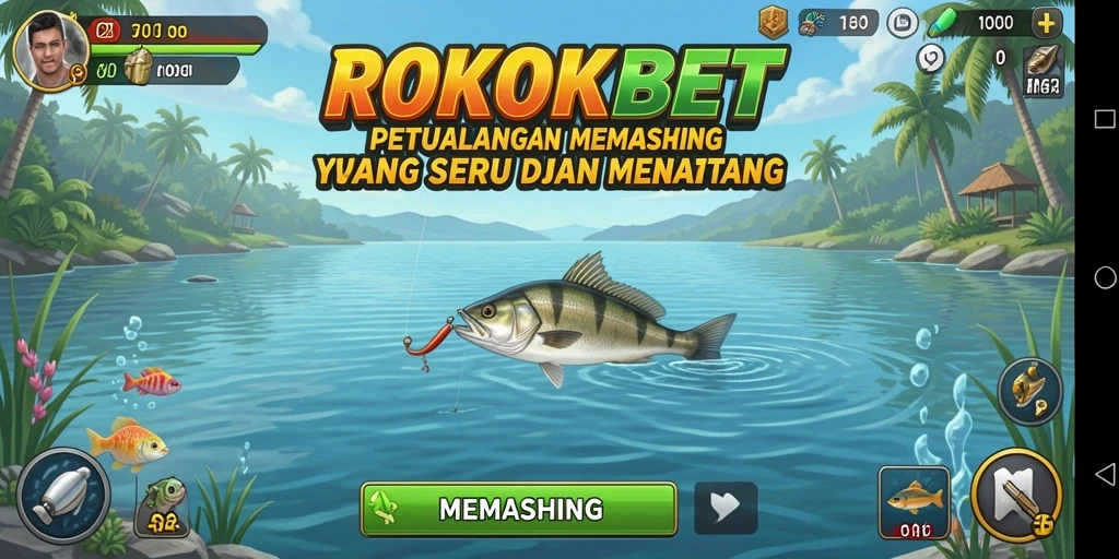 Tampilan antarmuka game ROKOKBET dengan fitur memancing yang menarik.